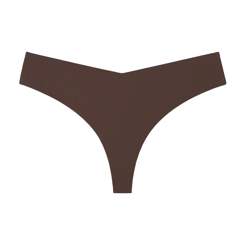 String taille basse en soie glacé sans trace pour femmes