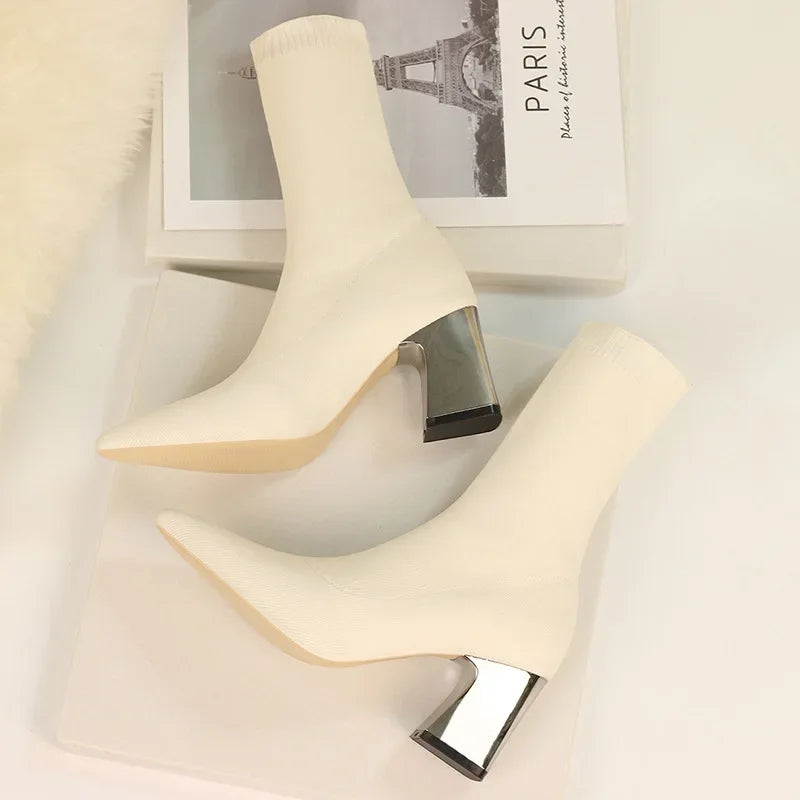 Bottines extensibles en tricot de haute qualité pour femmes