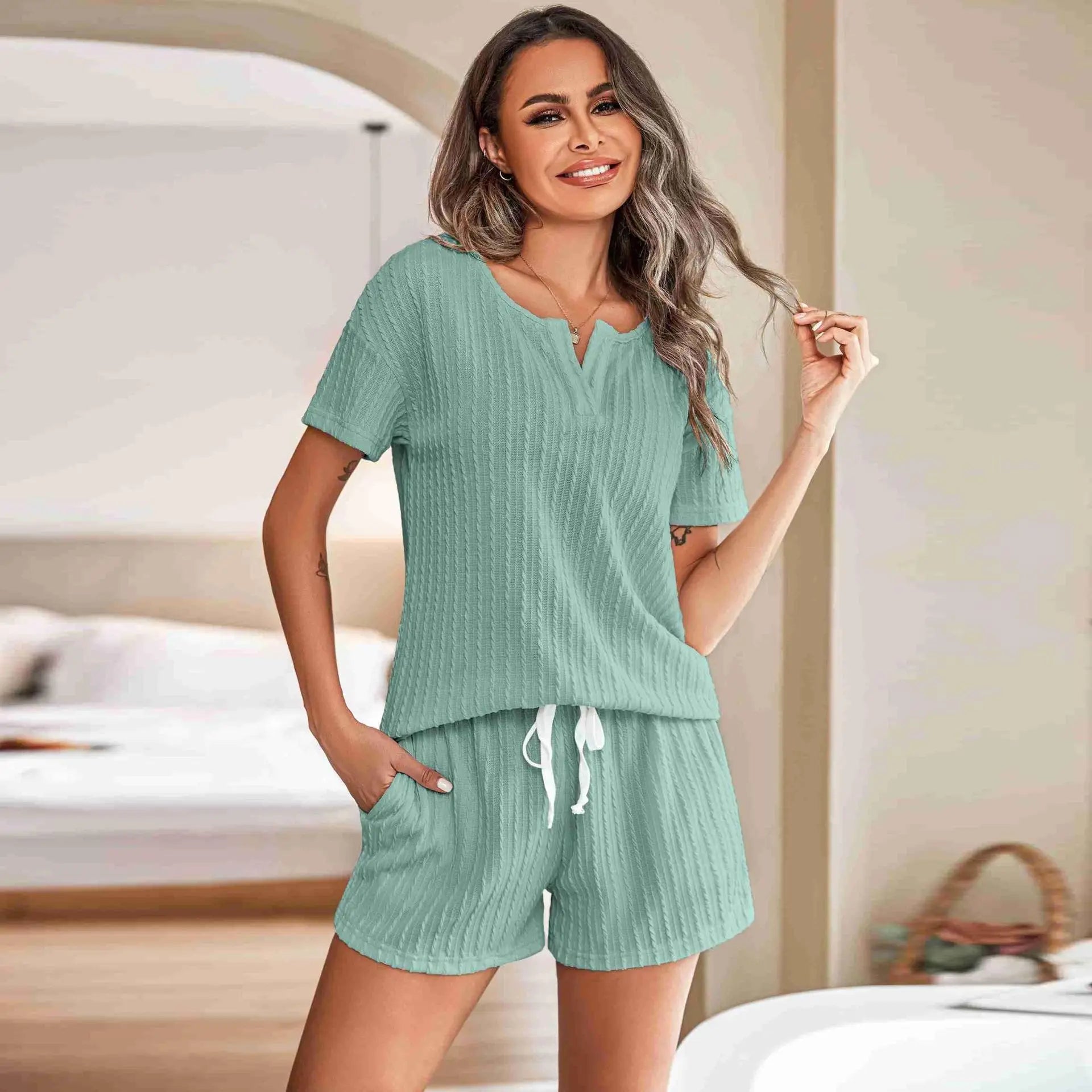 Ensemble de pyjama jacquard pour femmes
