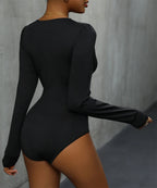 Body sexy en dentelle contrastée à col en V profond pour femmes
