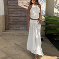 Ensemble deux pièces jupe longue, collier, débardeur dos nu pour femmes