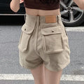 Short cargo en jean jaune pour femmes