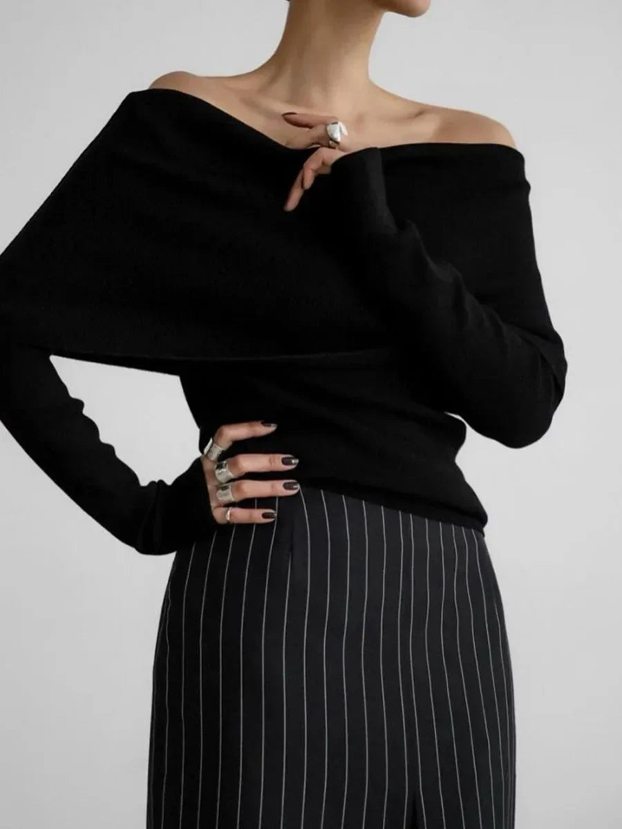 Pull à manches longues tricoté pour femmes