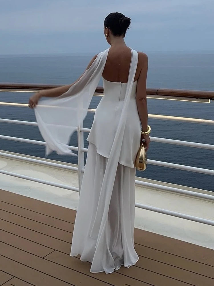 Robe longue en ruban sans bretelles pour femmes