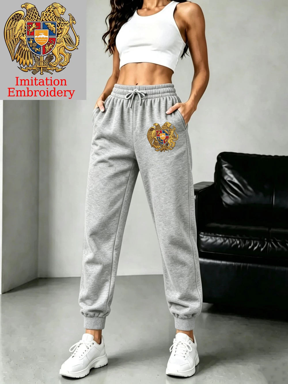 Pantalon de jogging imprimé emblème arménien pour femmes
