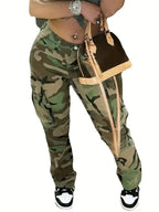 Pantalon camouflage taille haute pour femmes