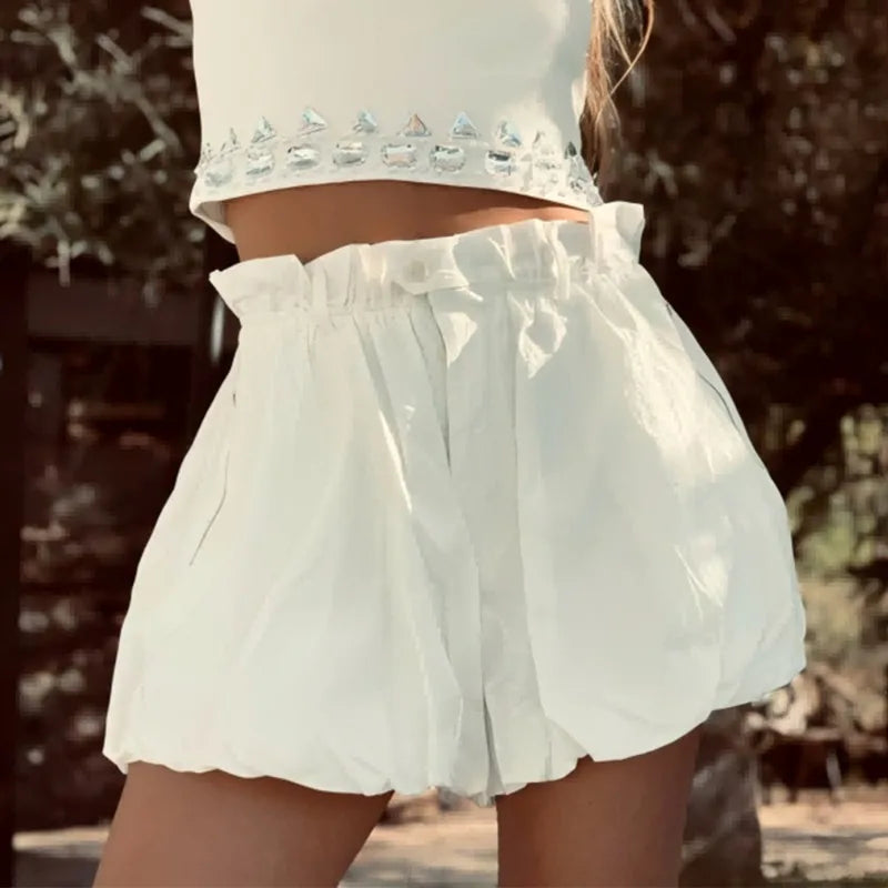 Short décontracté taille haute pour femmes