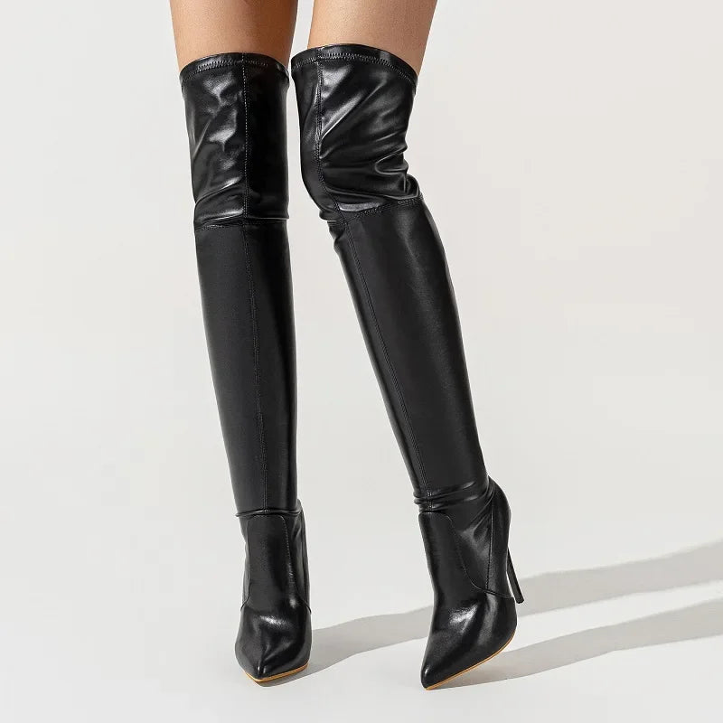 Bottes sexy en cuir PU pour femmes