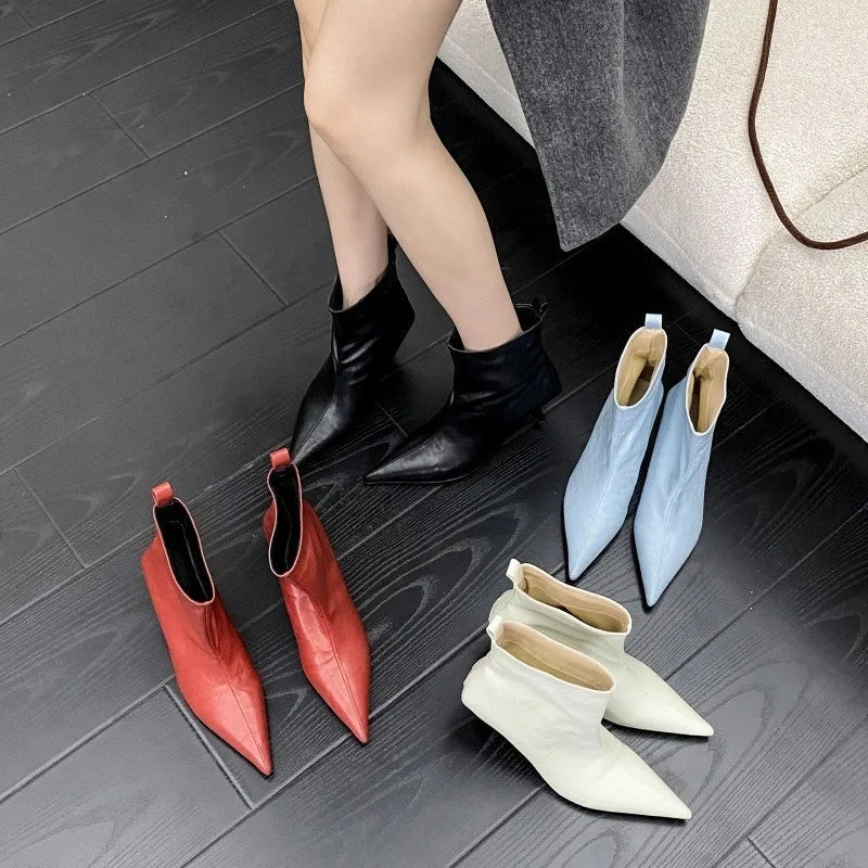 Bottines fines à talon haut et bout pointu, pour femmes