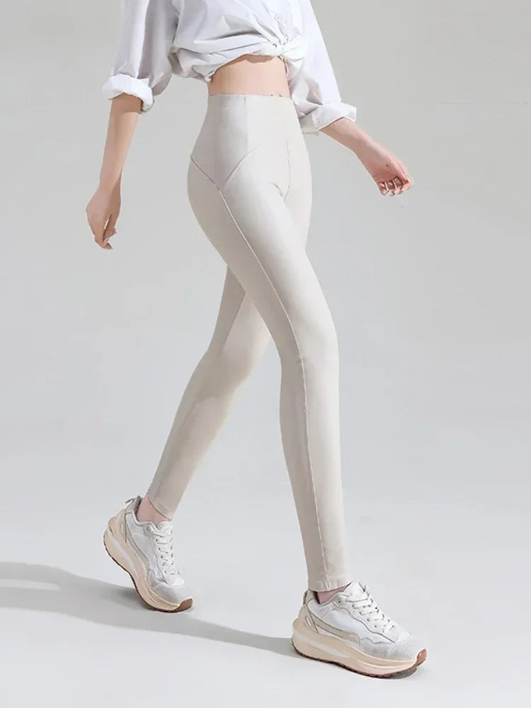 Leggings en cuir PU taille haute sexy pour femmes