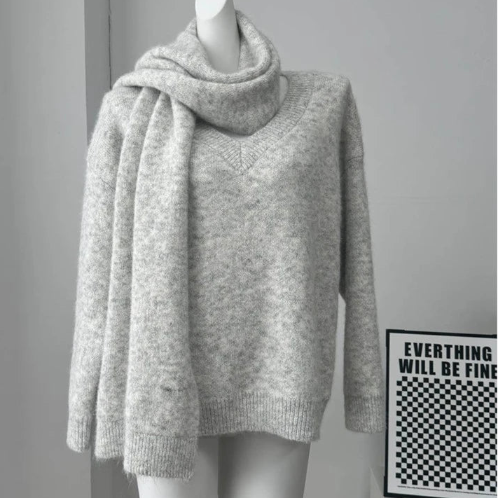 Pull tricoté à col en v pour femmes