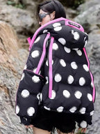 Doudoune à imprimé pois ondulés pour femmes