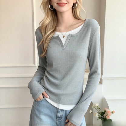 T-shirt Basique Femme – Col Rond et Manches Longues