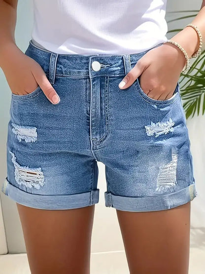 Short en Jean Bleu Femme – Ourlets à Revers