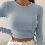 T-Shirt à manches longues et col rond pour femmes