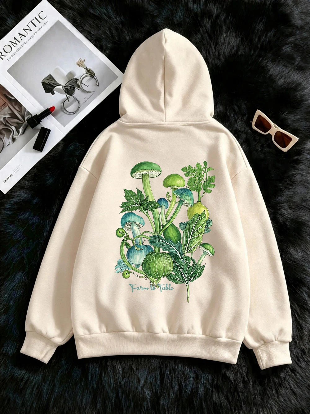 Sweat-shirts à capuche imprimés Farm To Table pour femmes