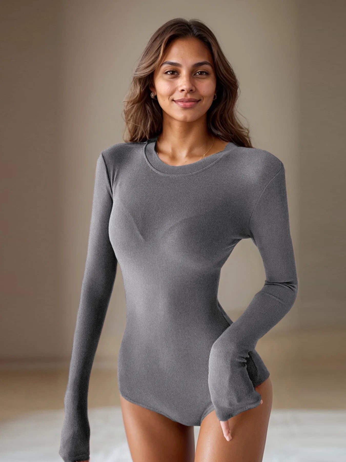Body à col rond et moulant pour femmes