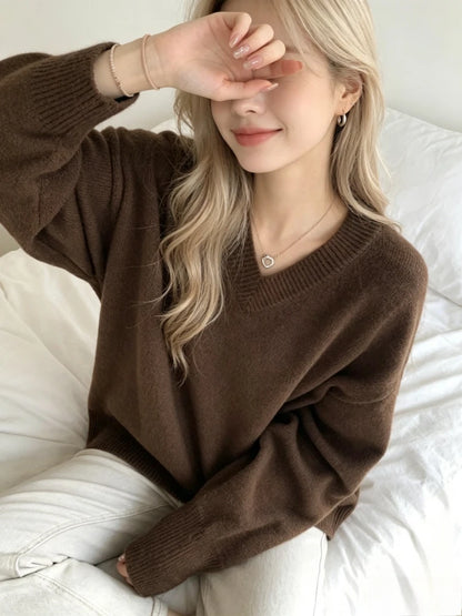 Pull Col V Femme – Maille Style Coréen