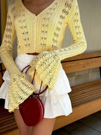 Pull cardigan tricots évider pour femmes