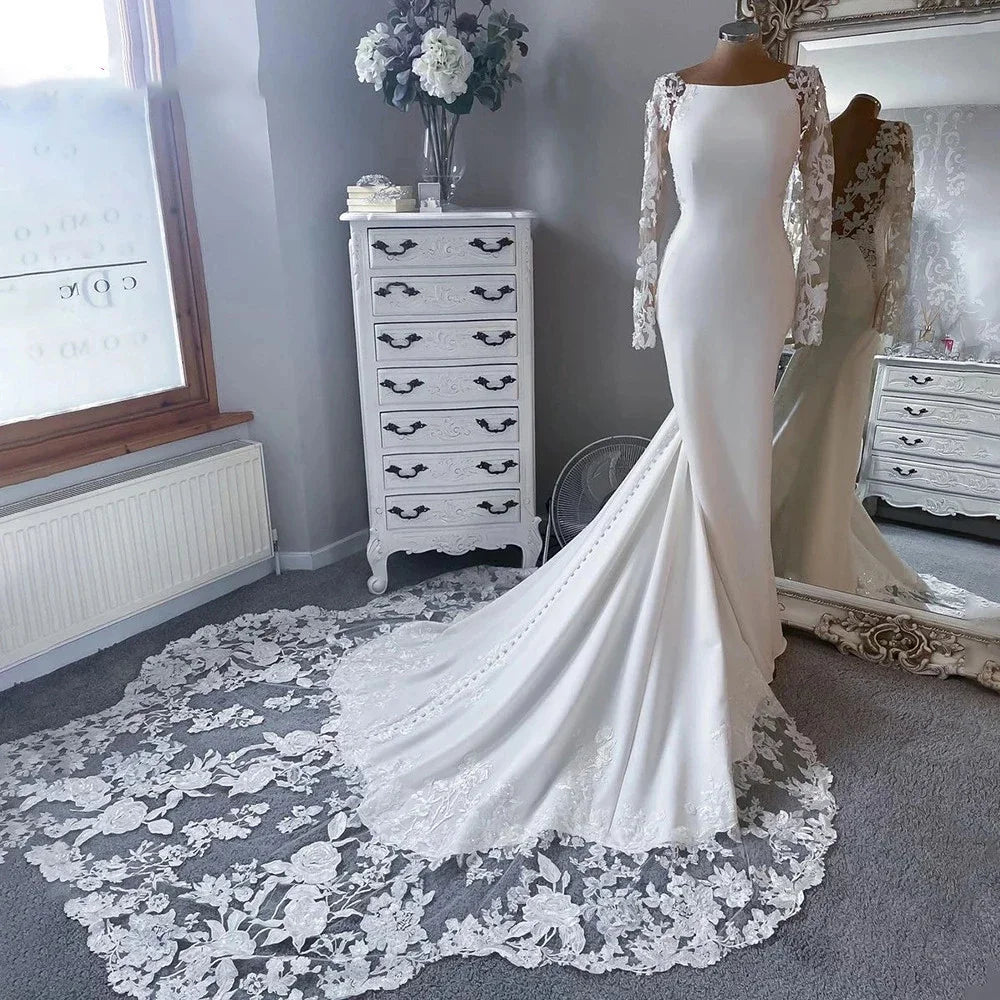 Robe de mariée sirène élégante en dentelle pour femmes