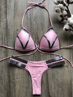 Maillot de bain deux pièces soutien-gorge push up et string pour femmes