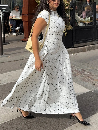 Robe Longue à Pois Femme – Coupe Trapèze Vintage