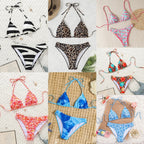 Maillot de bain deux pièces brésilien imprimé à pois noirs et blancs pour femmes