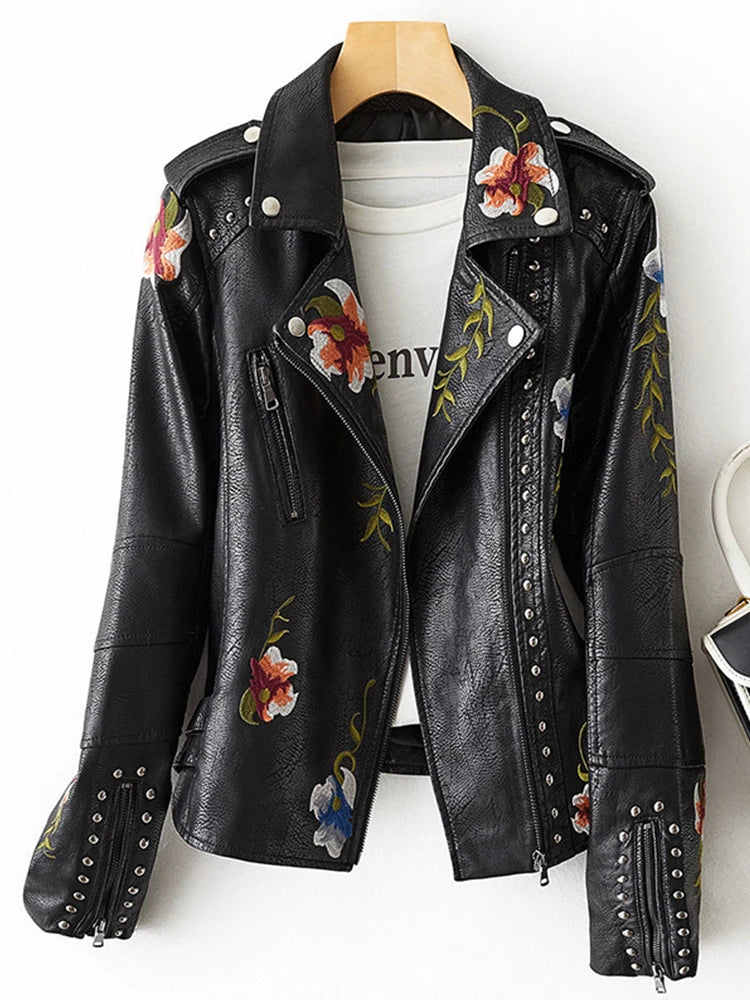 Blouson en similicuir souple pour femmes