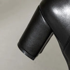 Bottes bout rond bloc talons 7.5 cm pour femmes