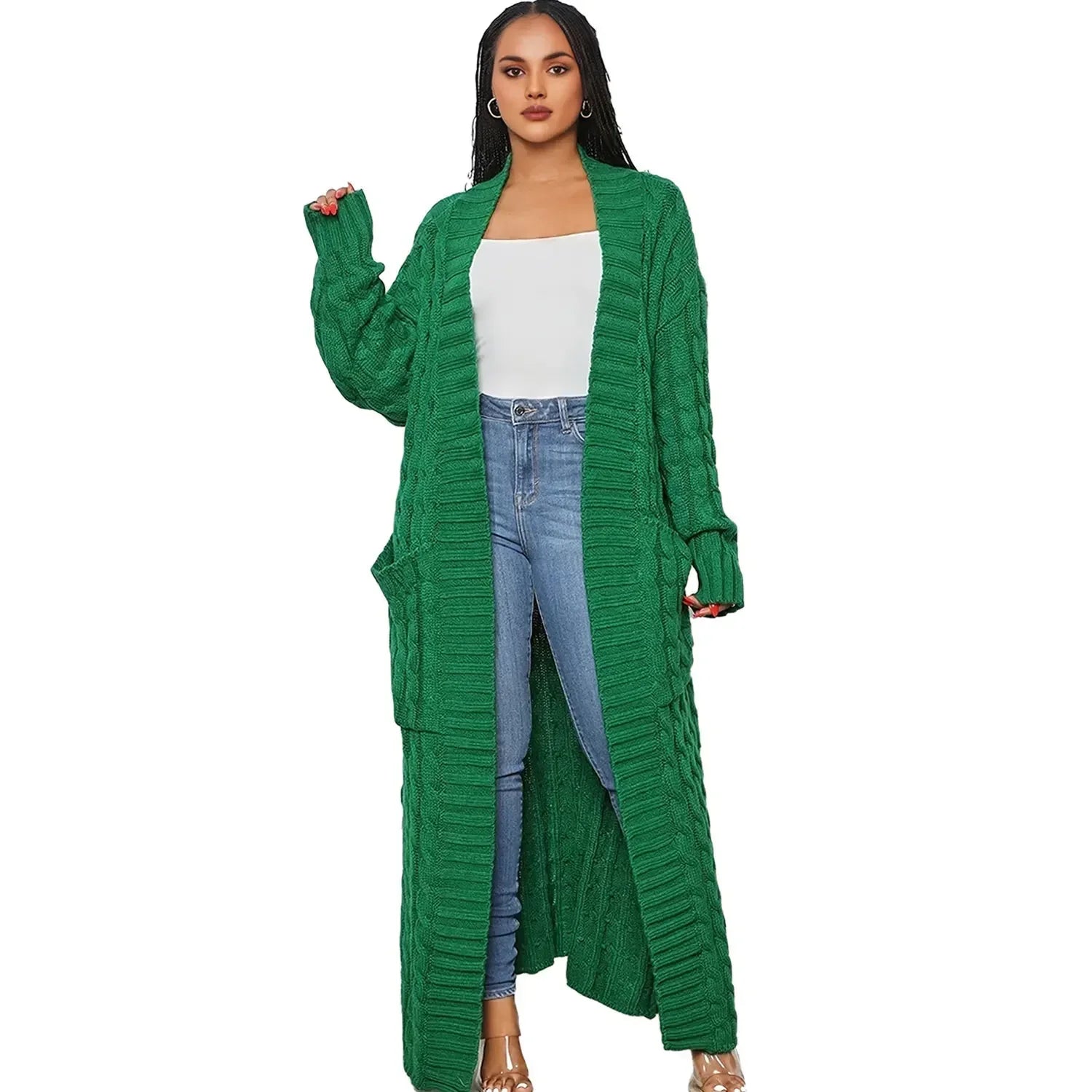 Cardigan long et torsadé pour femmes