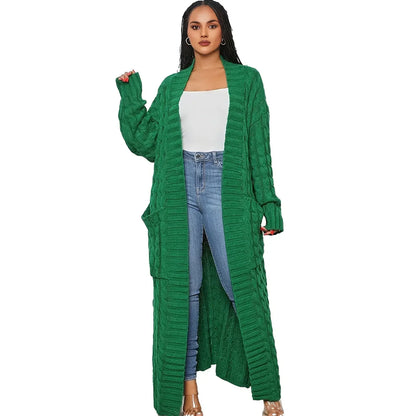 Cardigan Long en Maille Torsadée Femme
