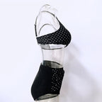 Maillot de bain deux pièces grande taille à pois pour femmes