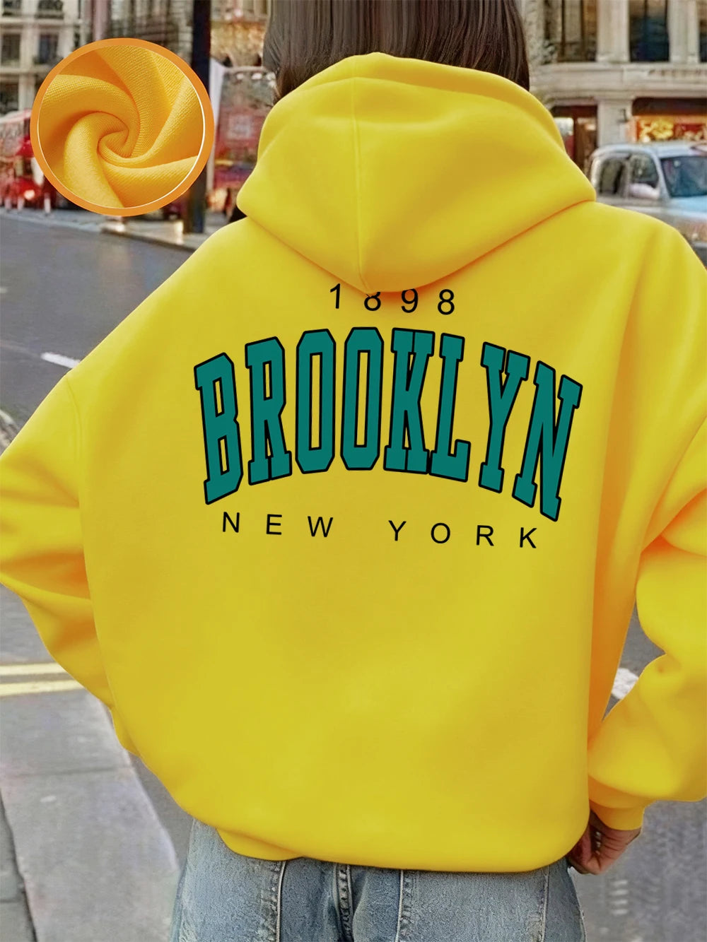 Sweat à capuche imprimé New York Brooklyn 1898 pour femmes
