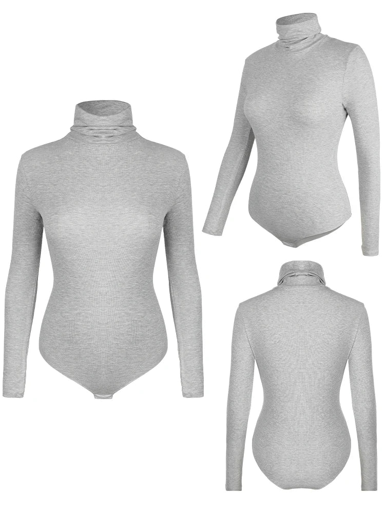 Body à col montant et manches longues pour femmes