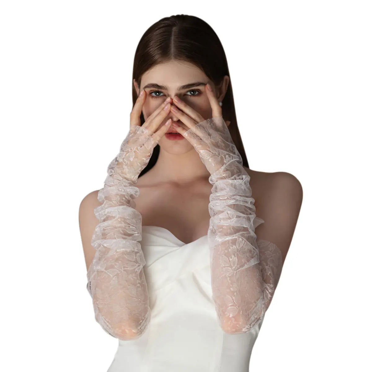 Gants sans doigts en tulle doux pour femmes