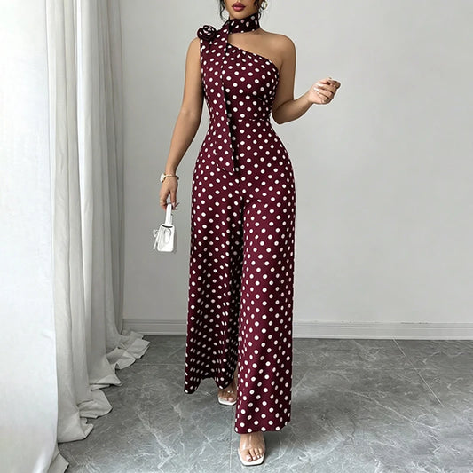 Combinaison femme asymétrique à pois