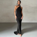 Robe longue sexy asymétrique à épaule unique pour femmes