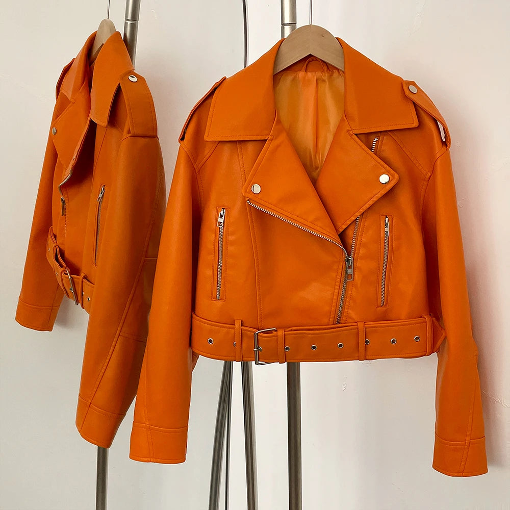 Veste en faux cuir pour femmes