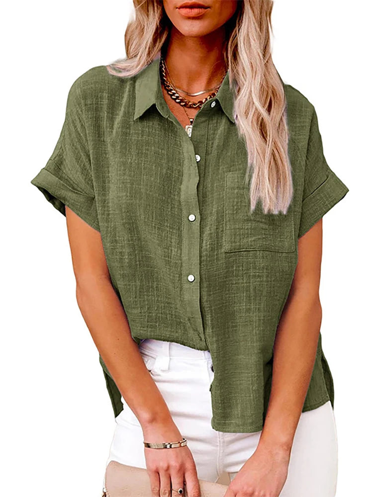 Chemise surdimensionnée en lin pour femmes