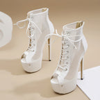 Bottines à talons hauts et bout ouvert pour femmes