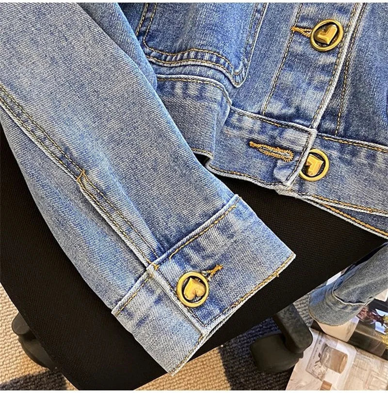 Veste en jean à col de poupée pour femmes