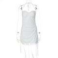 Robe mini dos nu à lacets en maille blanche pour femmes