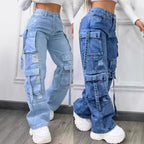 Jean décontracté taille haute pour femmes