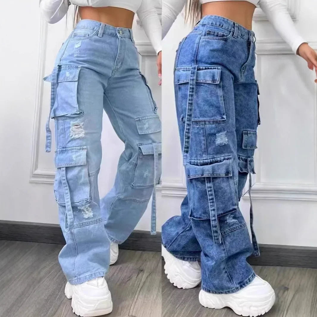 Jean décontracté taille haute pour femmes
