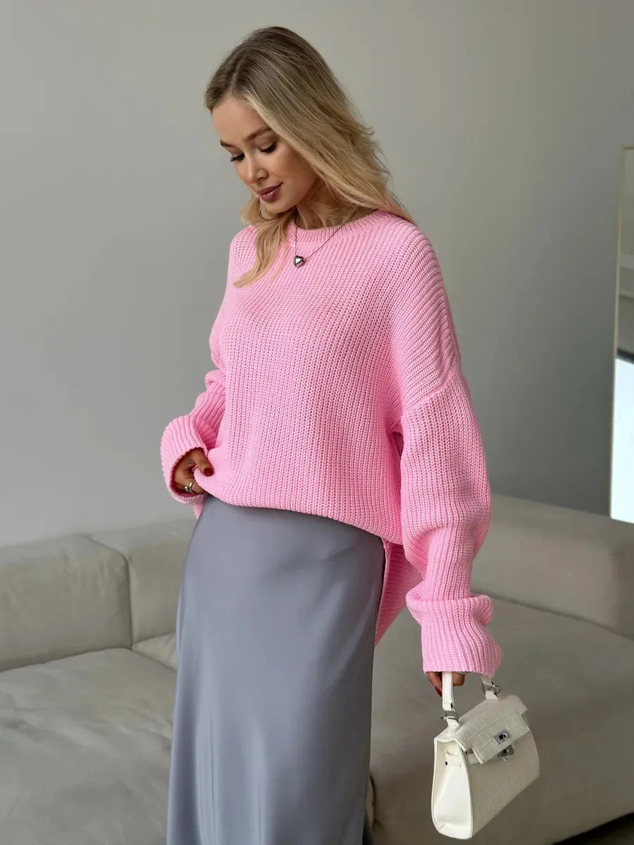 Pull basique tricoté col rond pour femmes