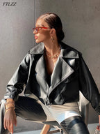 Veste courte en similicuir PU pour femmes