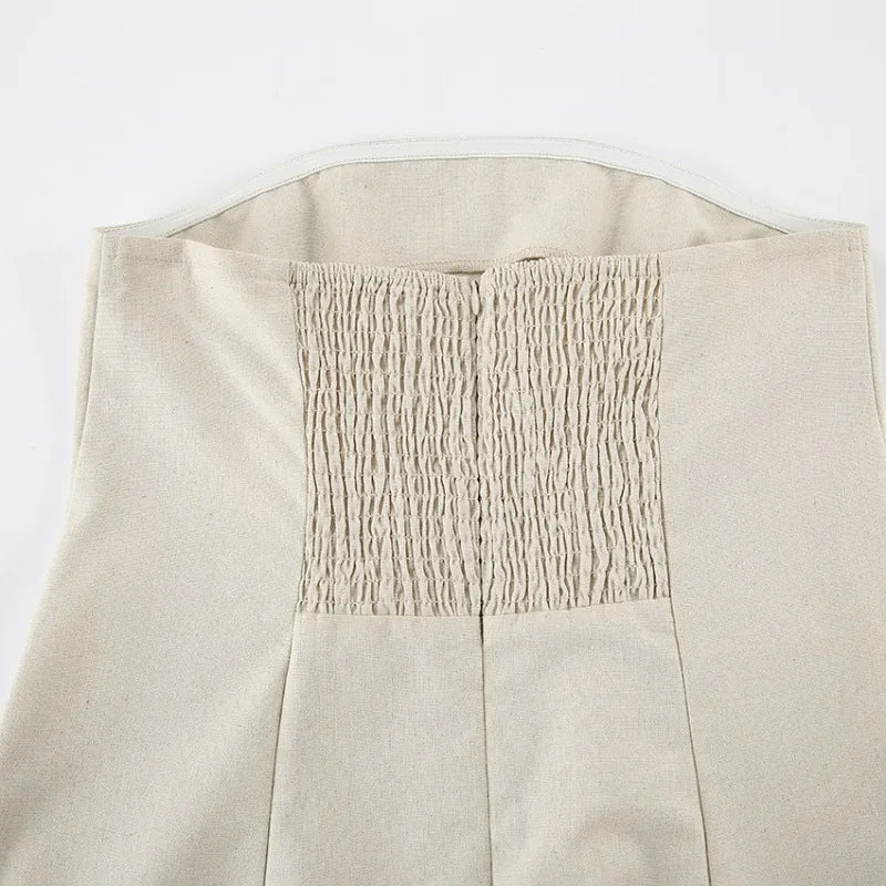 Robe de plage en lin de coton sans bretelles pour femmes