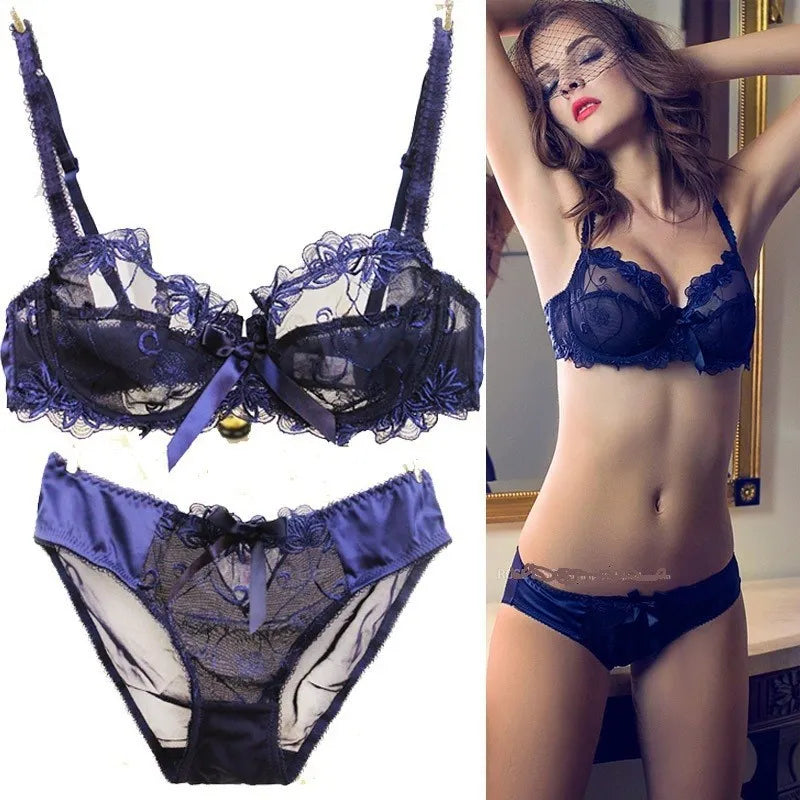 Ensemble de lingerie transparente soutien-gorge sensuel en maille transparente et culotte  pour femmes