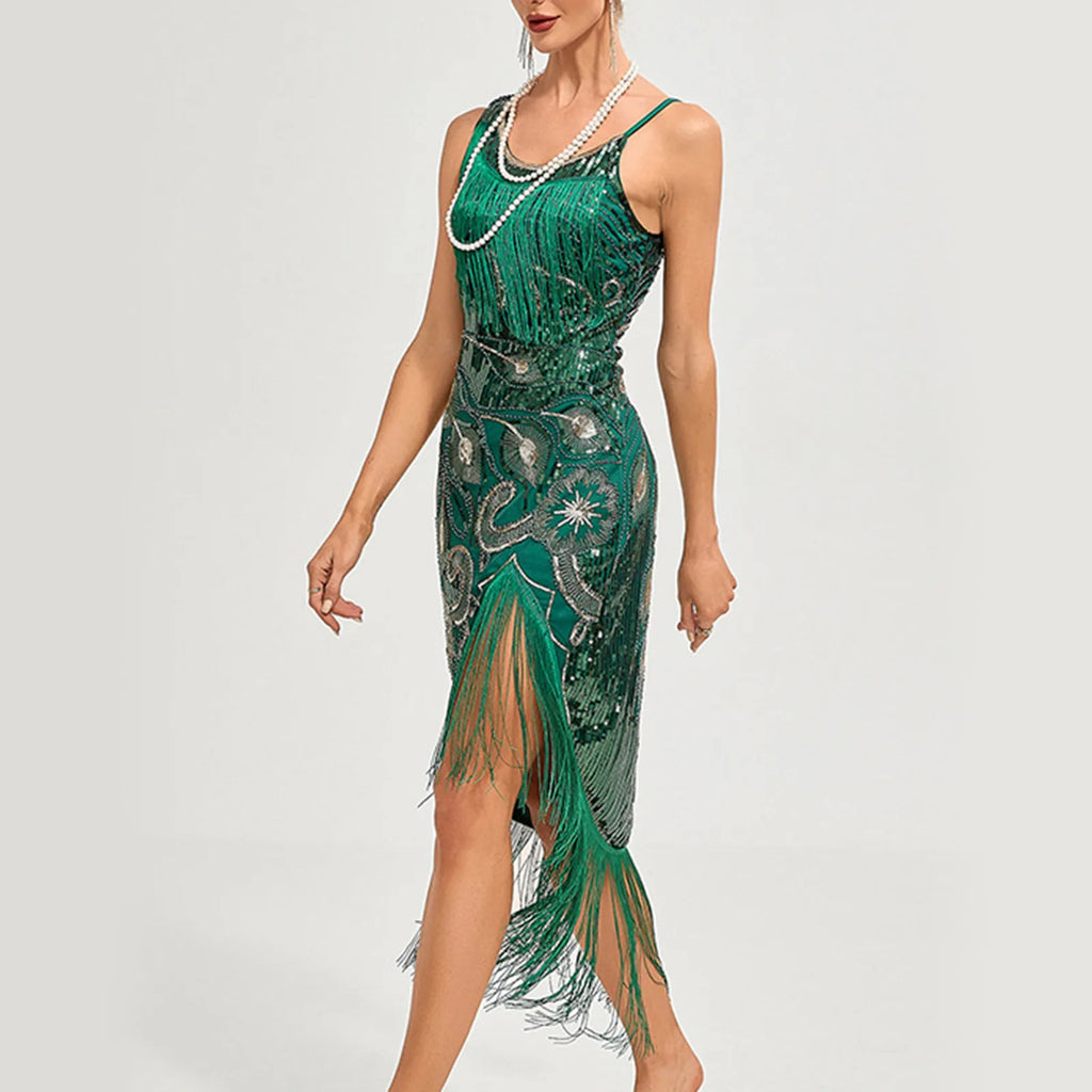 Robe à franges et paillettes des années 1920 pour femmes