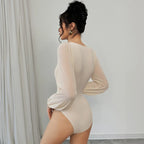 Body moulante élégante et tendance à manches longues pour femmes